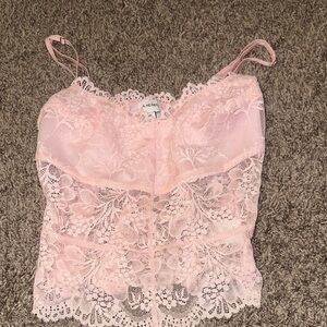 La Hearts Pink Lace Tank Top